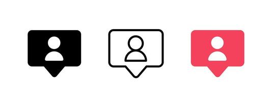 New follower notification icon. New customer notification illustration. Social media network web or app interface design element. User profile symbol. Follow bubble pictogram. New member sign. vector