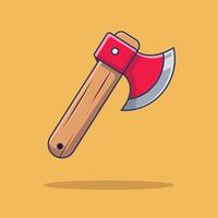Axe Floating Cartoon Icon Illustration. Weapon Object Icon Concept Isolated Premium . Flat Cartoon Style vector