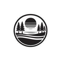 A black and white logo for a company that sells pine trees vector