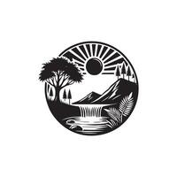 A black and white logo for a nature park vector