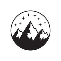Mountains and stars in a circle logo vector