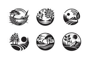 Set of icons of nature and landscape illustration vector