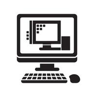 Computer monitor and keyboard icon illustration vector
