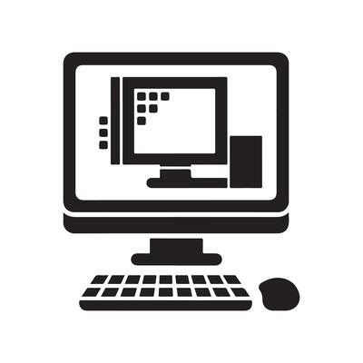 Computer monitor and keyboard icon illustration