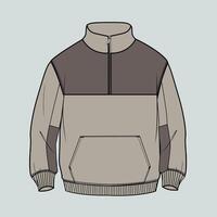 A drawing of a sweatshirt with a zipper vector