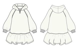A drawing of a white dress with hood vector