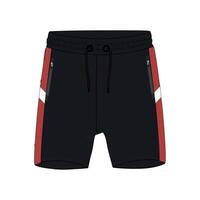 Black shorts pant with red stripes and zipper on side isolate don white back vector