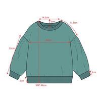 Ladies sweater with measurements details isolated on white background. vector