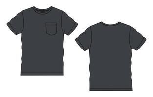 A black t - shirt with a pocket on the front vector