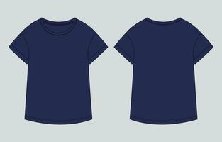 Two blue t - shirts, one front and one back vector