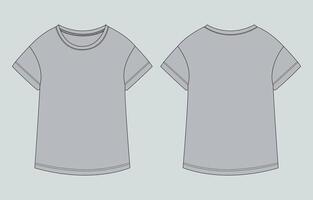 A gray t - shirt template, with a front and back view vector