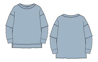 The front and back of a blue sweatshirt vector