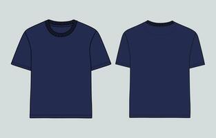 Two blue t - shirts, one with a collar and one without vector