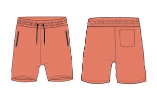 Sweat shorts front and back with pocket isolated on white background vector