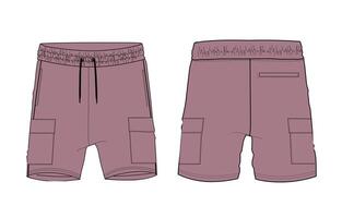 Shorts pant front and back with pocket isolated on white vector