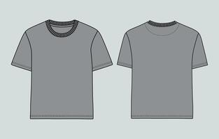 A gray t - shirt with a collar and a collarless version vector