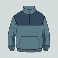 A drawing of a sweatshirt with a zipper vector