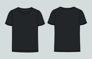 Black t - shirt template, front and back view vector