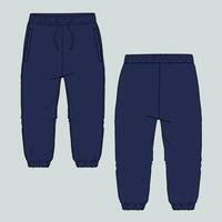 A pair of navy sweatpants with a zipper on the side vector