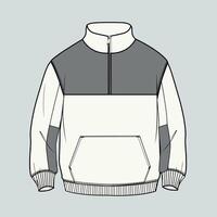 A drawing of a sweatshirt with a zipper vector