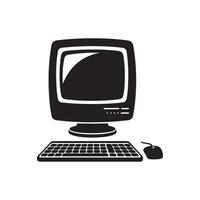 Computer icon black silhouette of computer monitor and keyboard vector