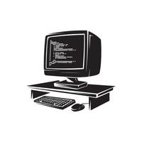 Computer monitor and keyboard icon illustration vector