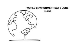 World Environment Day. Abstract Planet earth in hands, continuous single line art vector