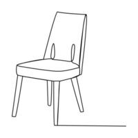 Chair in Continuous one line drawing Interior with furniture in simple linear style vector