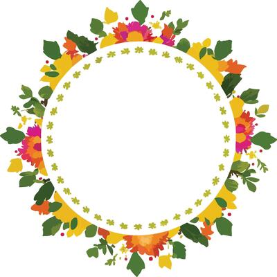 Floral round frame design.
