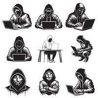 Set of Hacker clipart illustration vector