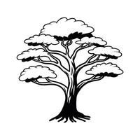 tree icon Black and White simple outline illustration vector