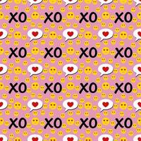 Love and hugs with delight Emoji Valentines seamless pattern. vector