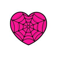 Emo heart with spider web. Gothic heart on white background. icon isolated vector