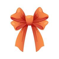 Bright orange bow on white background. Festive ribbon, tied bow. isolated element vector