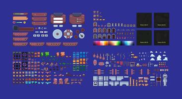 Complete package of action game assets vector