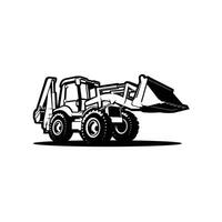 Backhoe Loader Art, Icon, Monochrome, Silhouette, Black and White Color vector