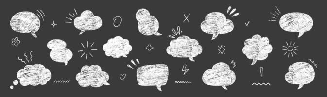 Set of hand drawn crayon, charcoal, chalk speech bubbles. Text boxes with emphasis. Japan handwritten illustration on a black background. vector