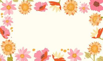 Floral postcard template with wildflowers on a light background vector