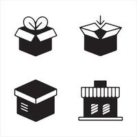 Elegant Line and Silhouette Icons for Boxes and Containers vector