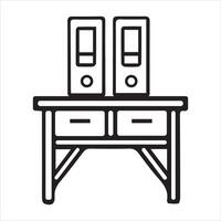 The Modern Line Icon of an Office Desk vector