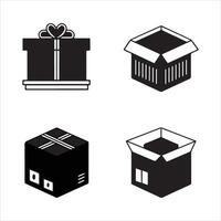 Classic Line and Silhouette Icons for Different Box Types vector