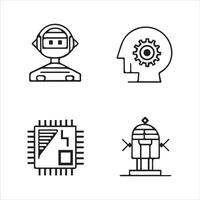 Elegant Line Icons for Artificial Intelligence Applications and Solutions vector