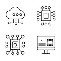 Simple Line Icons for Machine Learning and AI Models vector