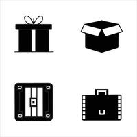 Essential Line and Silhouette Icons for Box Sizes and Designs vector