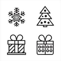 Modern Line Icons for Christmas Lights and Trees vector