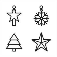 Subtle Line Icons for Christmas Trees and Lights vector
