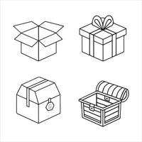 Simple Line and Silhouette Icons for Box Structures and Layouts vector