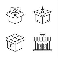 Contemporary Line and Silhouette Icons for Box Styles and Types vector