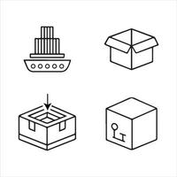 Sleek Line and Silhouette Icons for Box Shapes and Features vector