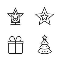 Elegant Line Icons for Christmas Trees and Lights vector